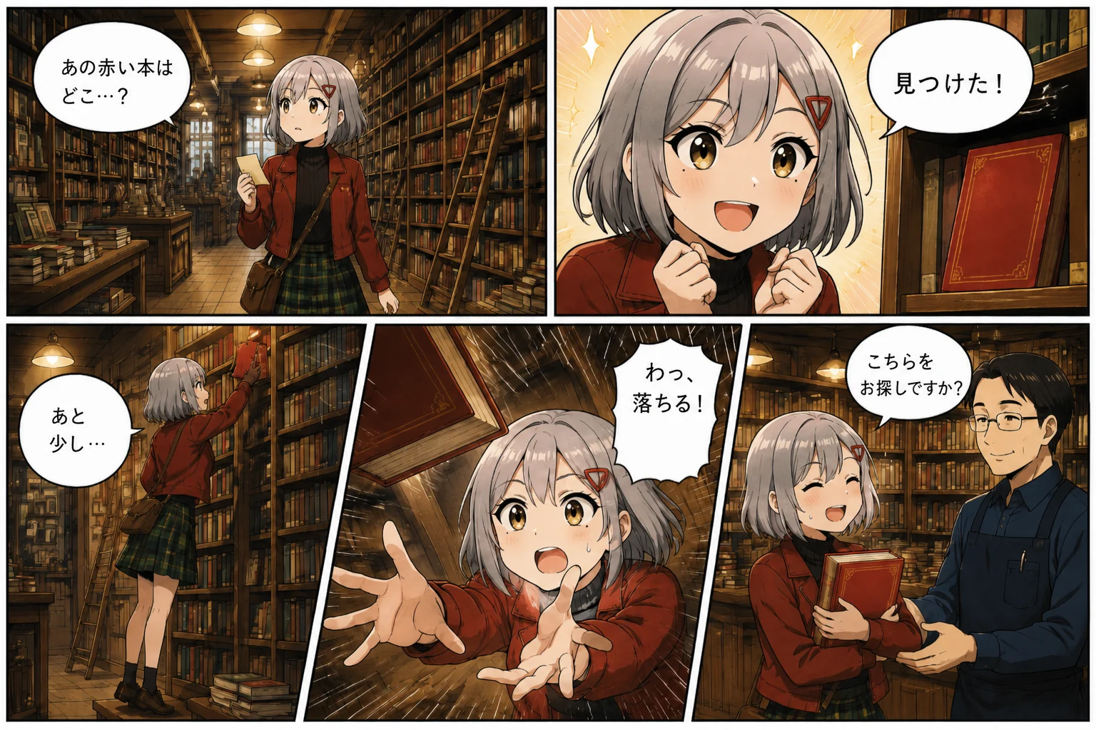 AI漫画作成で同じ髪型・服装・アクセサリーを保ったキャラクターが続けて登場する漫画
