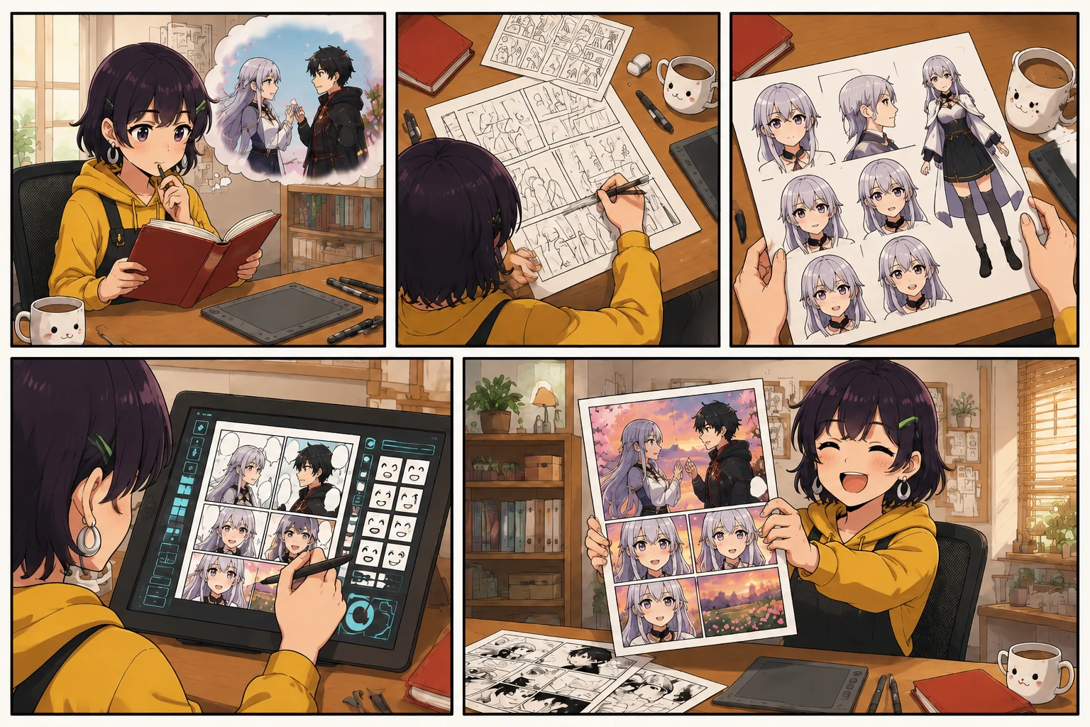 文章からAI漫画を作成する流れと、漫画ネームAI生成・キャラクター設定・コマ編集・完成までの制作工程